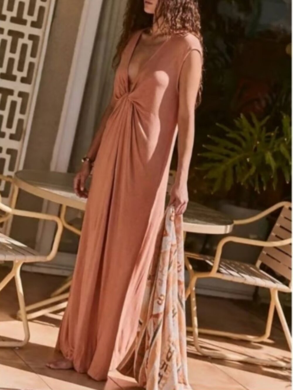 Free People FP Beach Marina Maxi Dress Small Orange V-Neck Boho